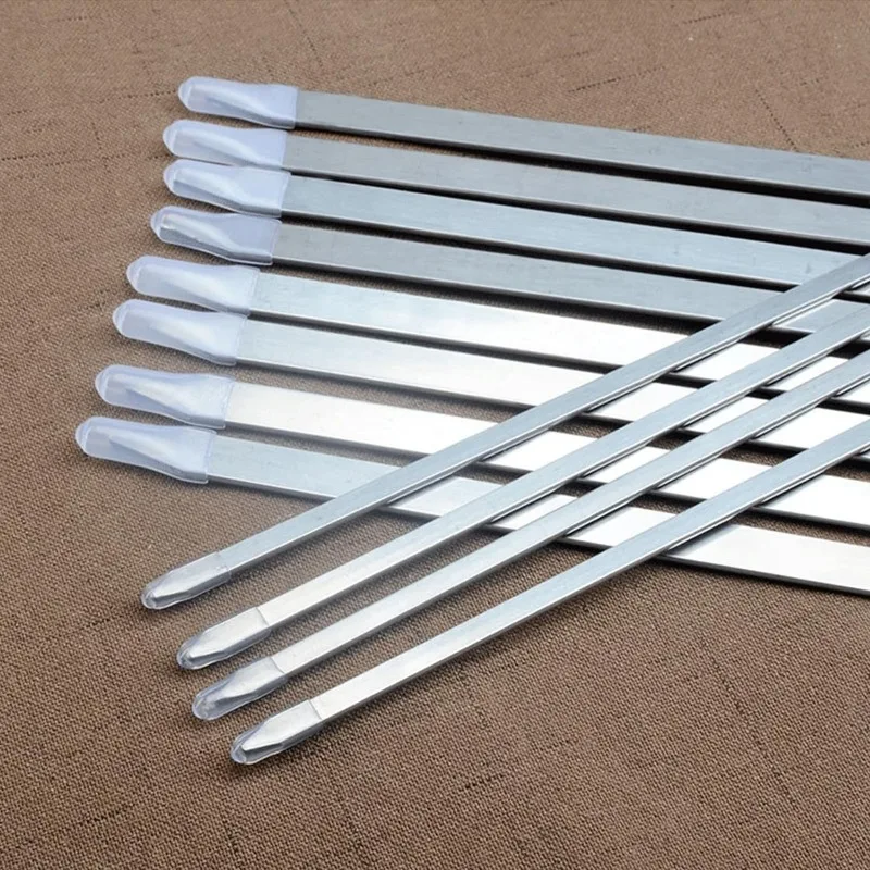 Stainless Set of 12 Steel Grilling Skewers Barbecue Skewers Meat Suitable for Grills Outdoor Cooking and Picnics Tool