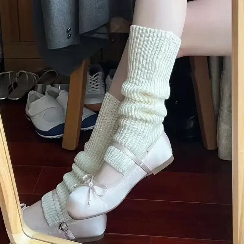 레그 워머, 일본 로리타 스테핑 양말 커버, Y2K, 소녀 양말, 니트 발 커버, 여성 양말, 고딕 커프스, 발목 워머