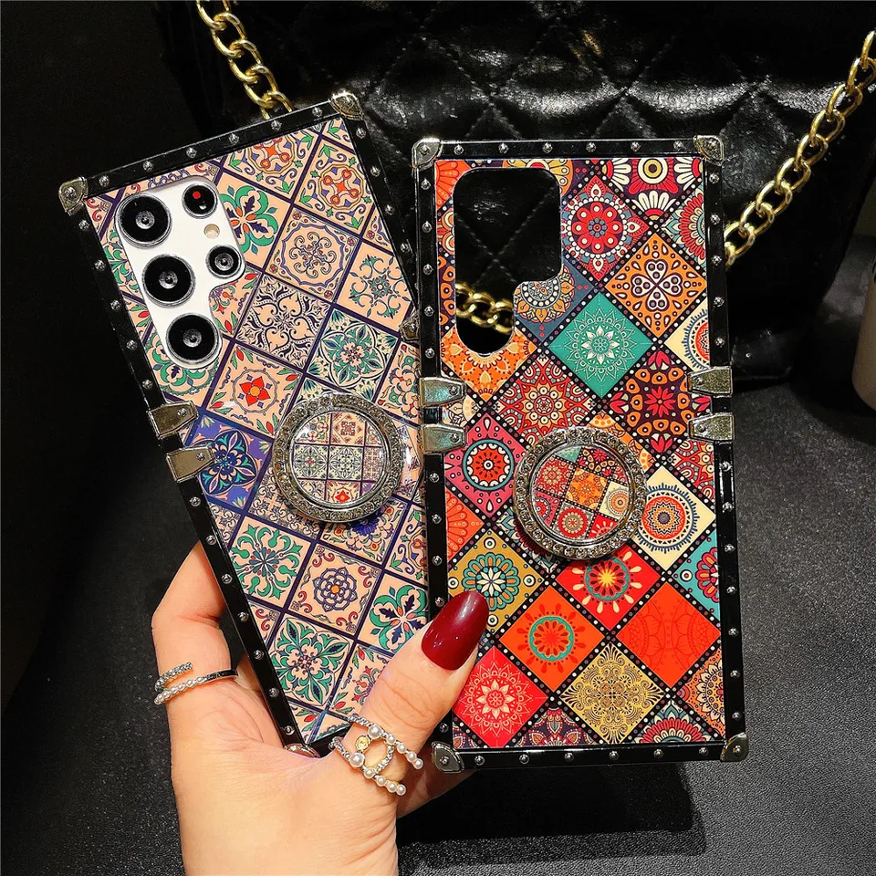 Colorful Glitter Square Phone Cover Fashion Queen Pink lip Case For Samsung  Galaxy S23 Ultra S22 Plus S10 S20 S21 FE Note 20 10