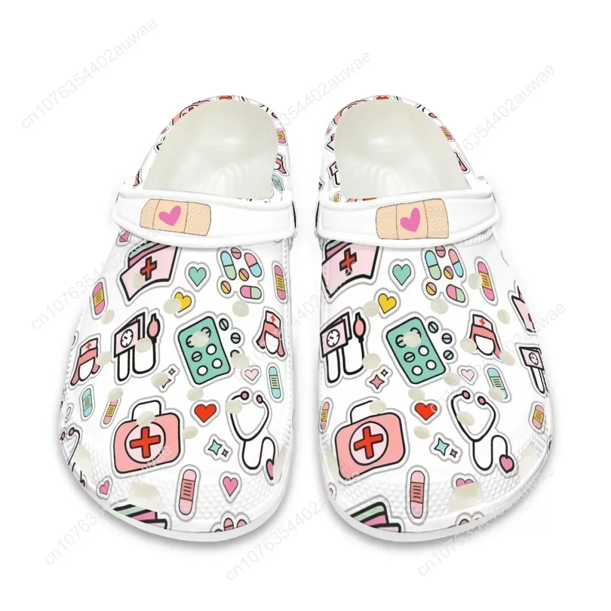 Summer Beach Slip-on Sandals Lightweight Flats Wear Resistant Hole Shoes Hospital Medical Nurse Print Women Slipper Nurse Clogs