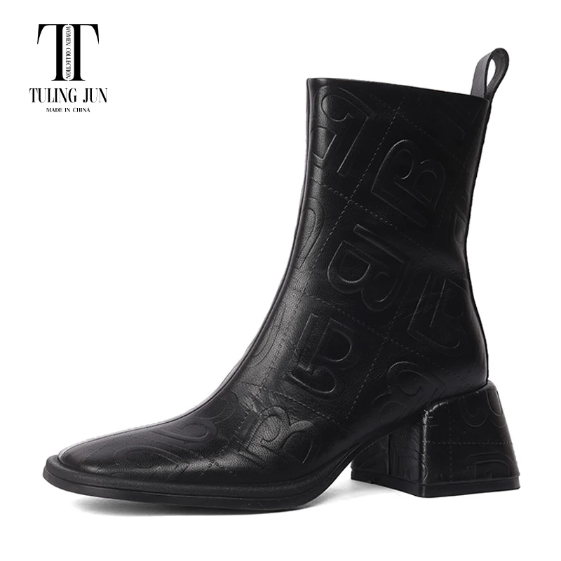 

TULING JUN 2023 New Autumn Winter Women's Boots Rounded Toe High Heels Soft Comfortable Noble Temperament Shoes For Women L