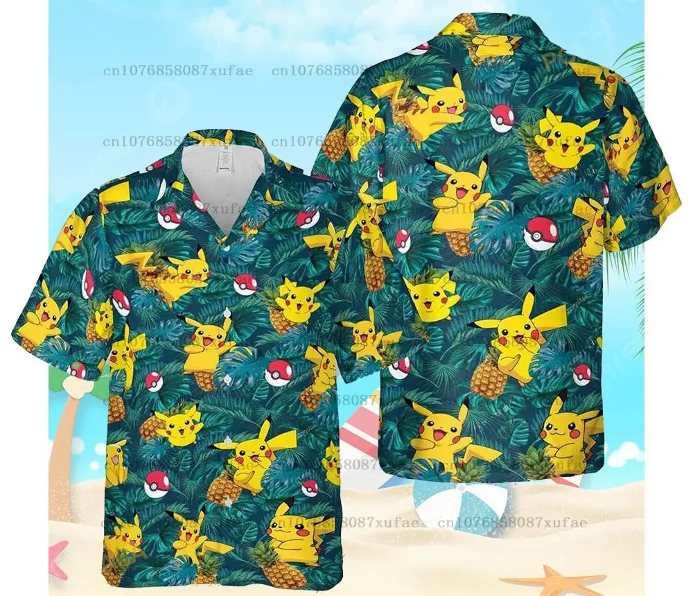 

Pokemon Pikachu Surf Hawaiian Shirts Beach Shirts Mens Women Short Sleeve Button Up Shirts Hawaiian Shirts Casual Streetwear