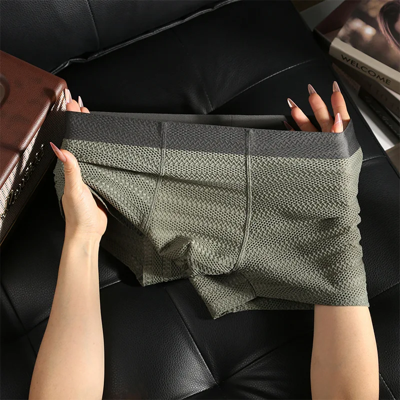 EXILIENS Yeni Örgü 1 adet/3 adet Boxer Erkek İç Giyim Sıcak Külot Erkek Boksörler Masculinas BoxerShorts Erkek Külot Boyutu L-3XL HS9012