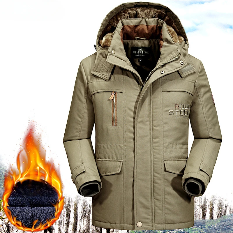 Winter Outdoor Jacket Men's Warm Waterproof Windbreaker Jacket Piled and Thickened Mountaineering Suit