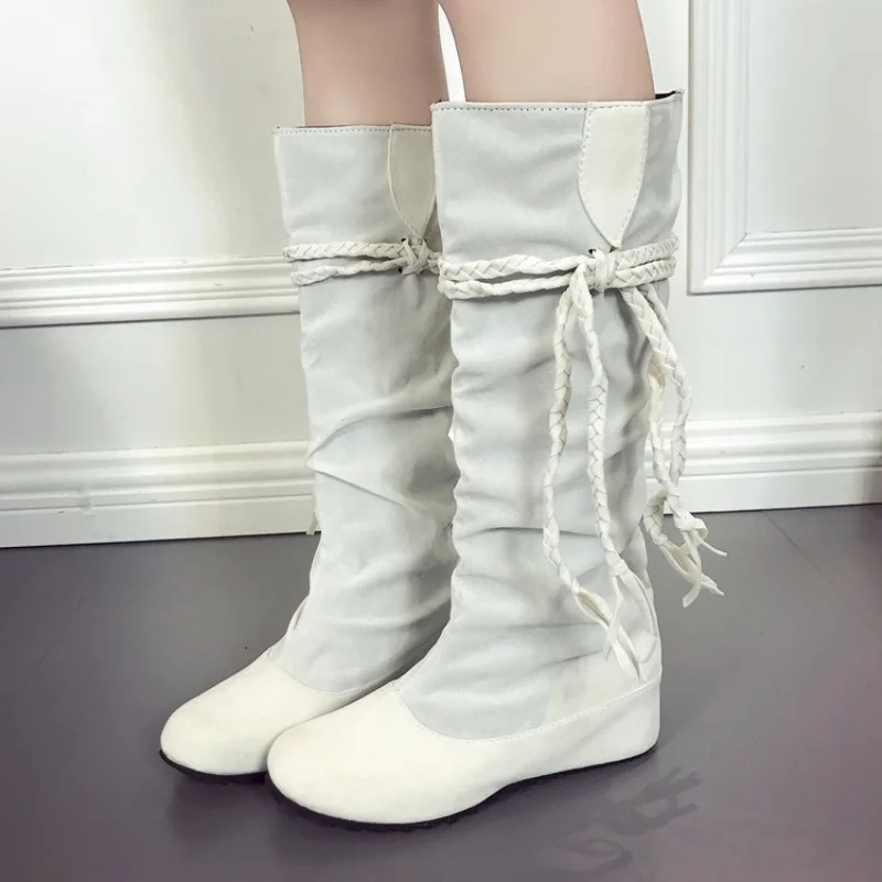 

2022 Autumn and Winter New Large Size 35-43 Boots Boots Suede Inner Increase Flat Bottom High Boots Women Boots Platform Shoes