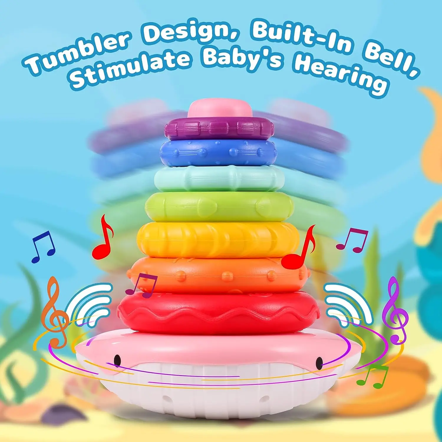 Baby Sensory Montessori Toys Rainbow Stacking Rings Toys With Sounds Montessori Early Learning Education Toy Gift