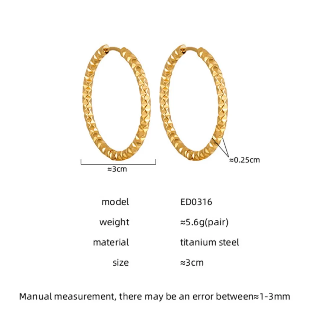 316L Stainless Steel Punk Exaggerated Hoop Earrings for Women Retro Golden Hypoallergenic Party Jewelry Gifts