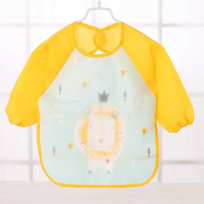 Baby Bibs Double-layer EVA Waterproof Long Sleeve Baby Bandana Feeding Bibs Toddler Boys Girl Cartoon Burp Cloths Cheap Stuff