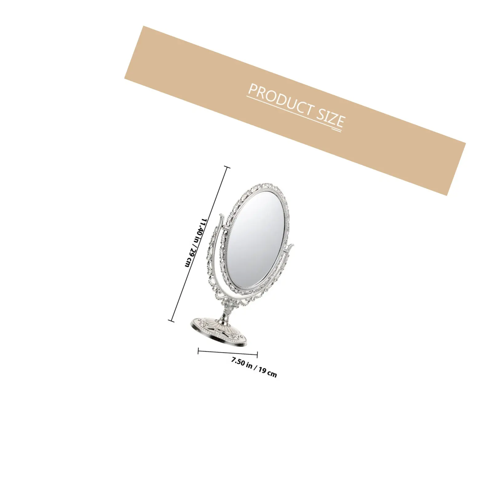 1Pcs 데스크탑 메이크업 거울 유럽 스타일 레트로 타원형 양면 360도 회전식 거울 욕실 침실 홈