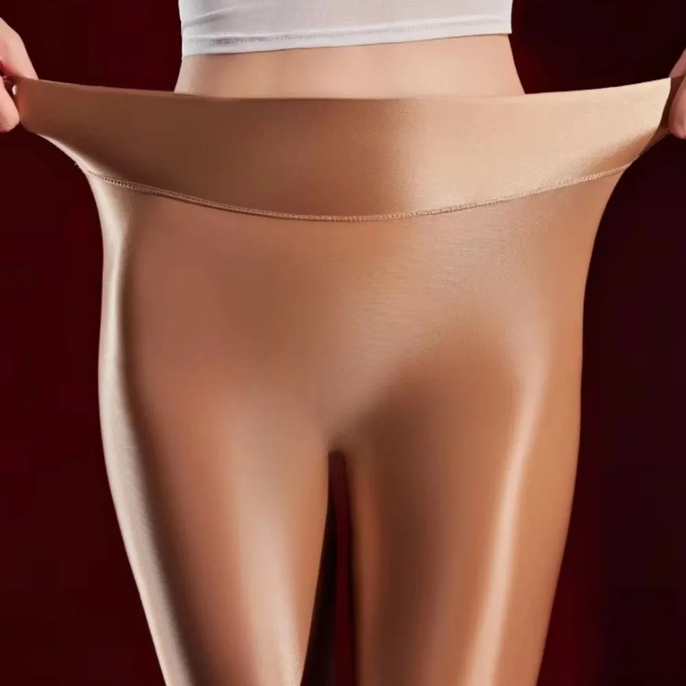 Hochwertige 360° Nahtlose Glänzende Strumpfhose, Glatte Frühling-Herbst Seidige Feinstrumpfhose, Dünne Bequeme Tanz- und Yoga-Leggings für Damen – Detail 11