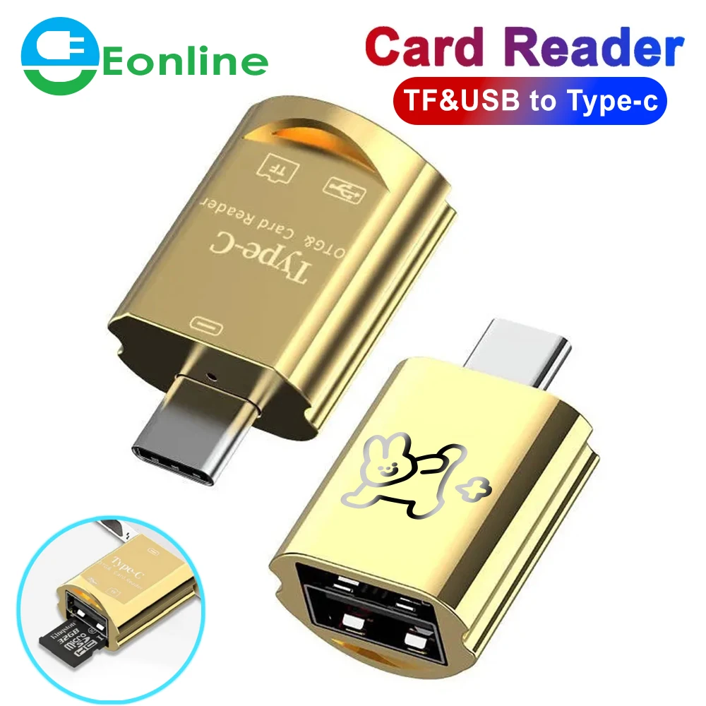 

EONLINE Universal TF Card Reader Type-C Converter For Samsung S8 For MacBook Type C to &USB OTG USB-C Power Adapter