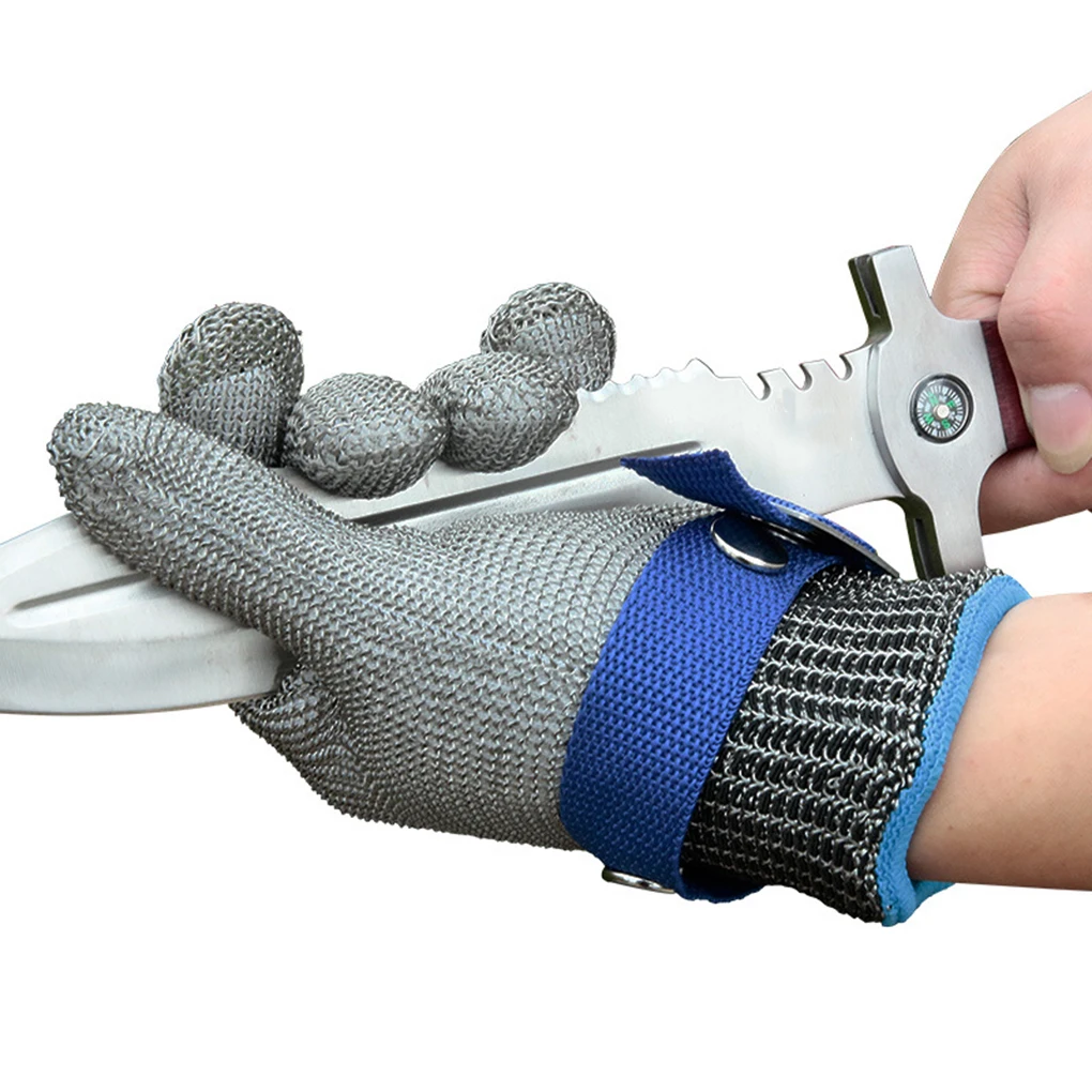 

Stab Resistant Stainless Steel Metal Mesh Butcher Glove Hunting Fishing Protective Glove with Cotton Glove XL