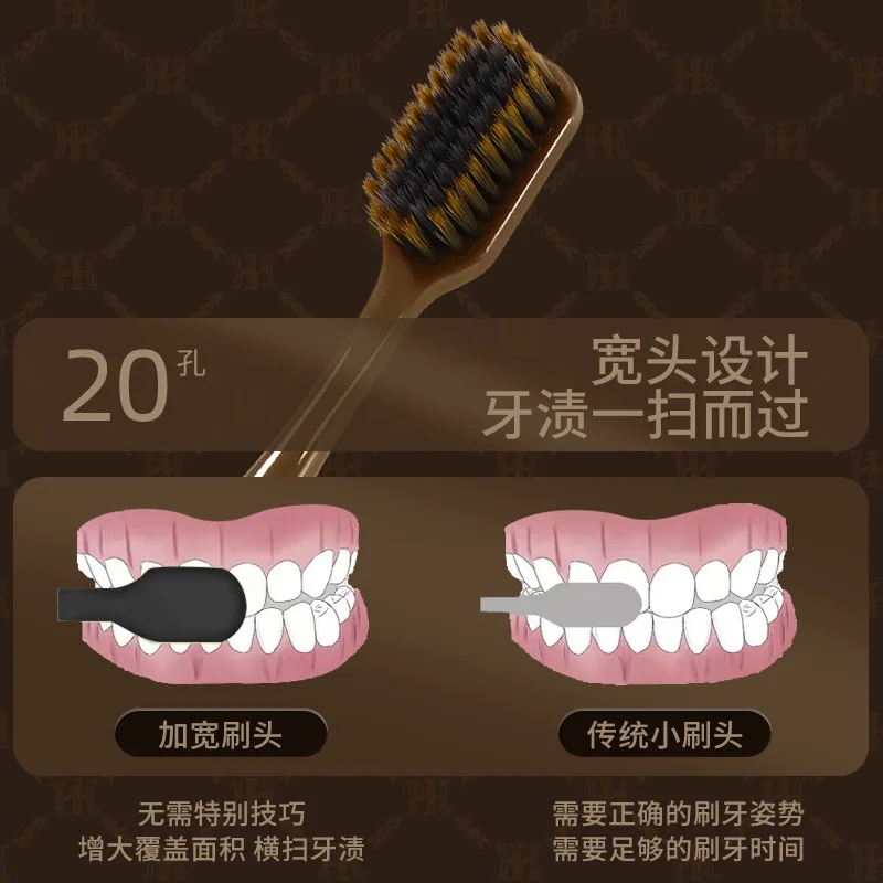 【6팩 선물 상자】 가벼운 고급 칫솔 가정용 초극세 중성모 성인용 와이드 헤드 하이 뷰티 프린트 핸즈
