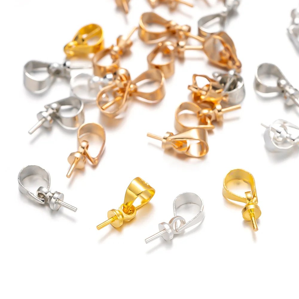 50 Stück 925 Silber vergoldet Messing Perle Peg Bail Anhänger Stecker für DIY Ohrring Halskette Schmuck Handwerk Herstellung Materialien Zubehör – Detail 2