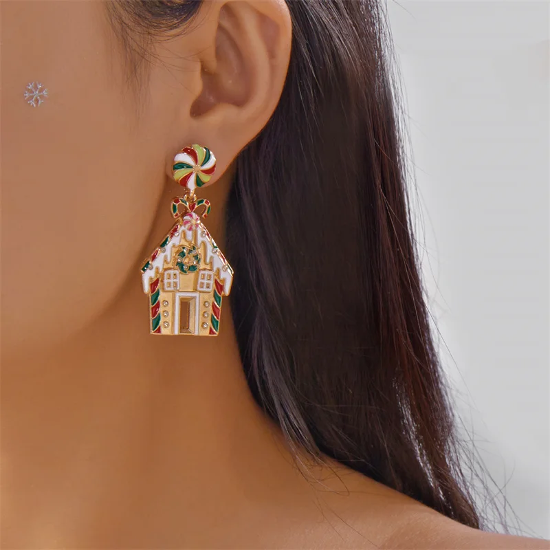 Lustige Lebkuchenmann-Tropfenohrringe für Frauen, kreative Süßigkeiten-Krücke, Weihnachtsmann, Elch-Ohrringe, Neujahr, Urlaub, Schmuck, Geschenke – Detail 7