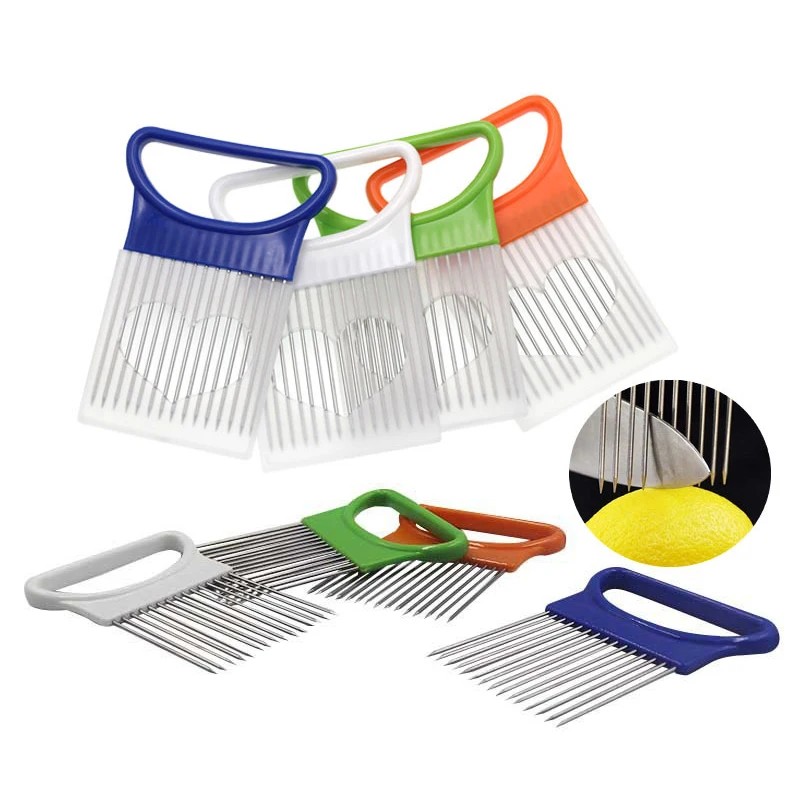 

Onion Fork Stainless Steel Needle Vegetable Fruit Slicer Handheld Knife Cutting Kitchen Gadgets Asisting Holder Accessory Tools