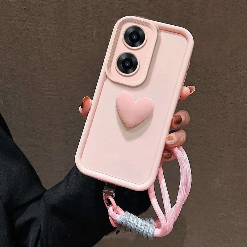 Love Heart Hand Strap Full Package Phone Cover Case