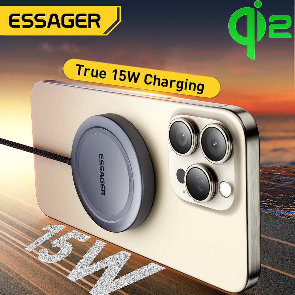 Essager Ture 15W Magnetic Qi2 Wireless Charger for iPhone 15 Pro Max Samsung S23 Fast Charging for MagSafe Wireless Charging Pad