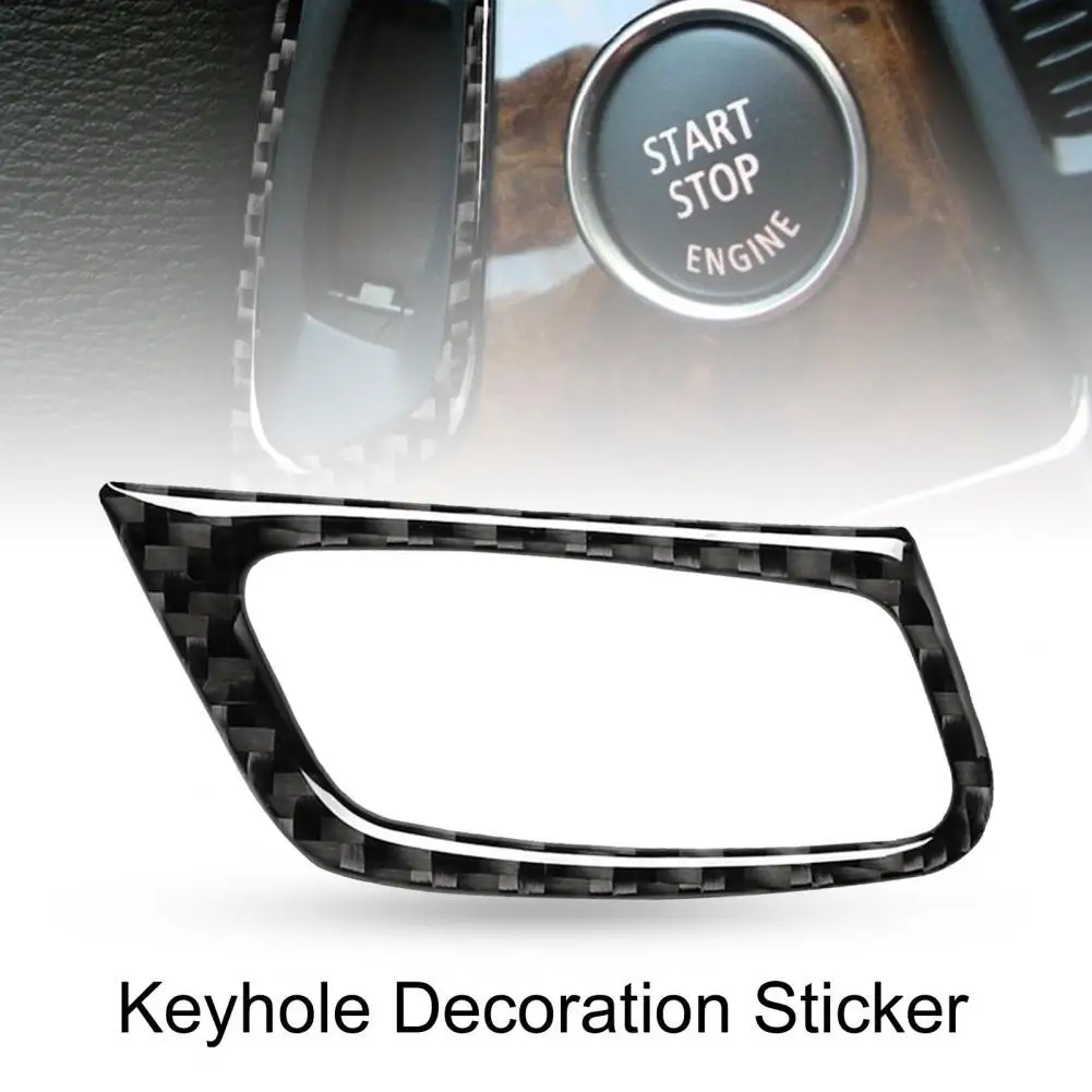 

Car Trim Glossy Precise Carbon Fiber Right/Left Side Drive Key Hole Protection Sticker Cover for BMW E70 E71 X5 X6 2009-2013