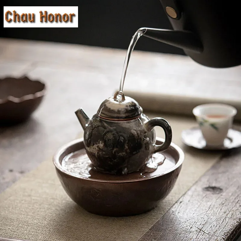 420ml Japanese Style Red Copper Jianshui Dry Bubble Tray Manual Pot Washing Storage Pot Pad Household Kung Fu Tea Set Ceremony