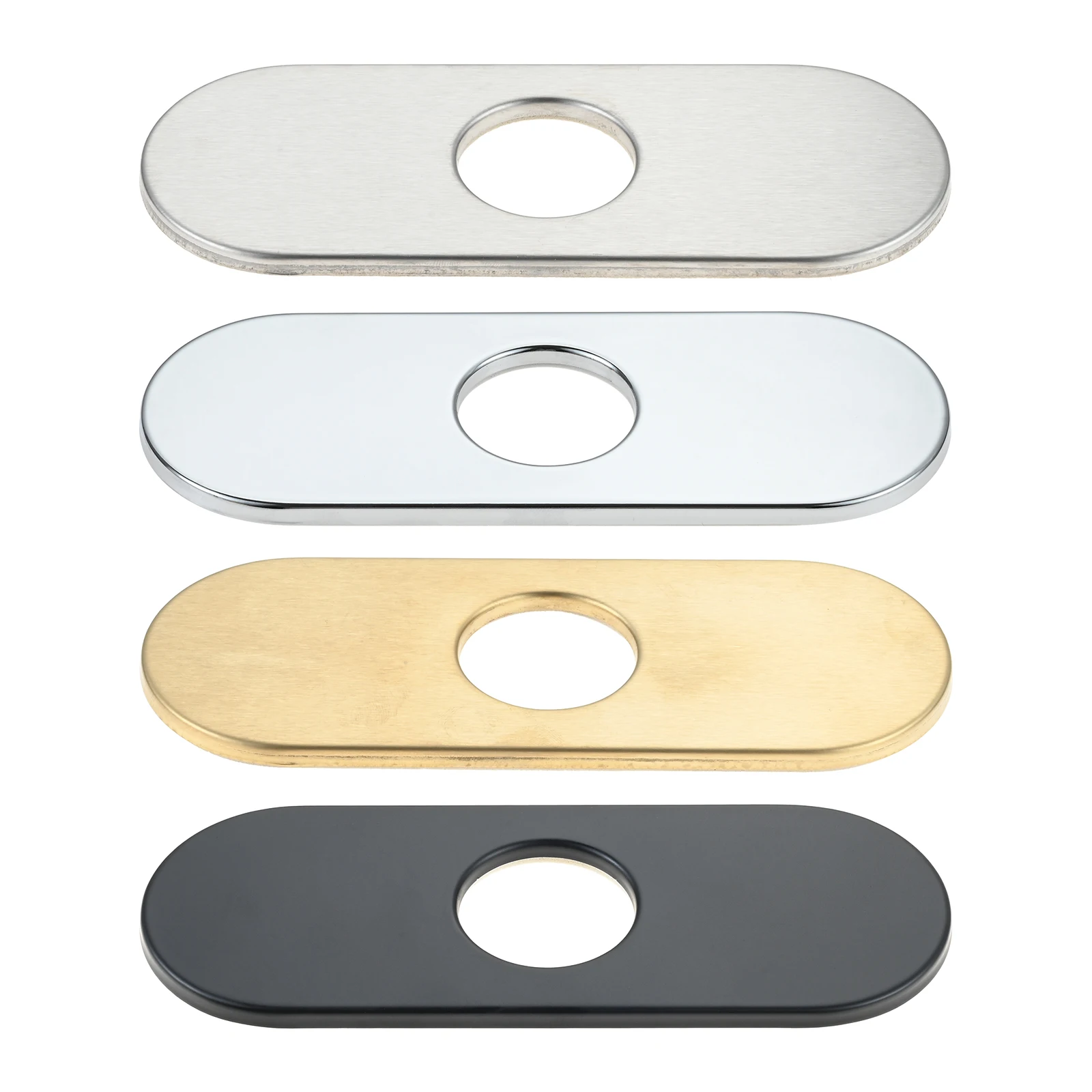 Stainless Steel Deck Plate for Kitchen or Bathroom Sink – Single or Triple Hole Decorative Faucet Cover