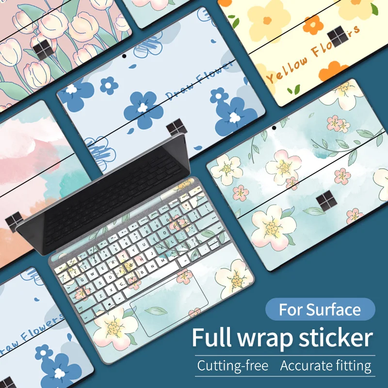 Color Printing Pattern Sticker For Microsoft Surface Pro 7/6/5/4/3 9/8X Go 2 Back Cover Body Decal Skin Protector keyboard 10 vinyl film sticker laptop sticker