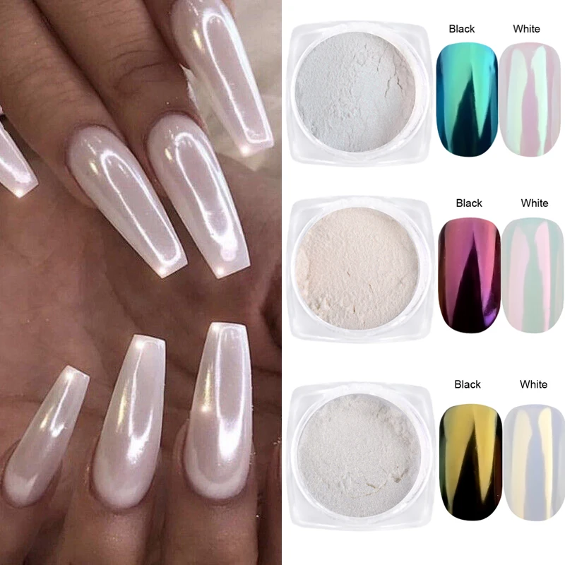 7 + Colori Chameleon Mirror Shell Powder Olografico Ice Neon Mermaid Nail Mirror Powder Shiny Aurora Chameleon Chrome Pigment F-