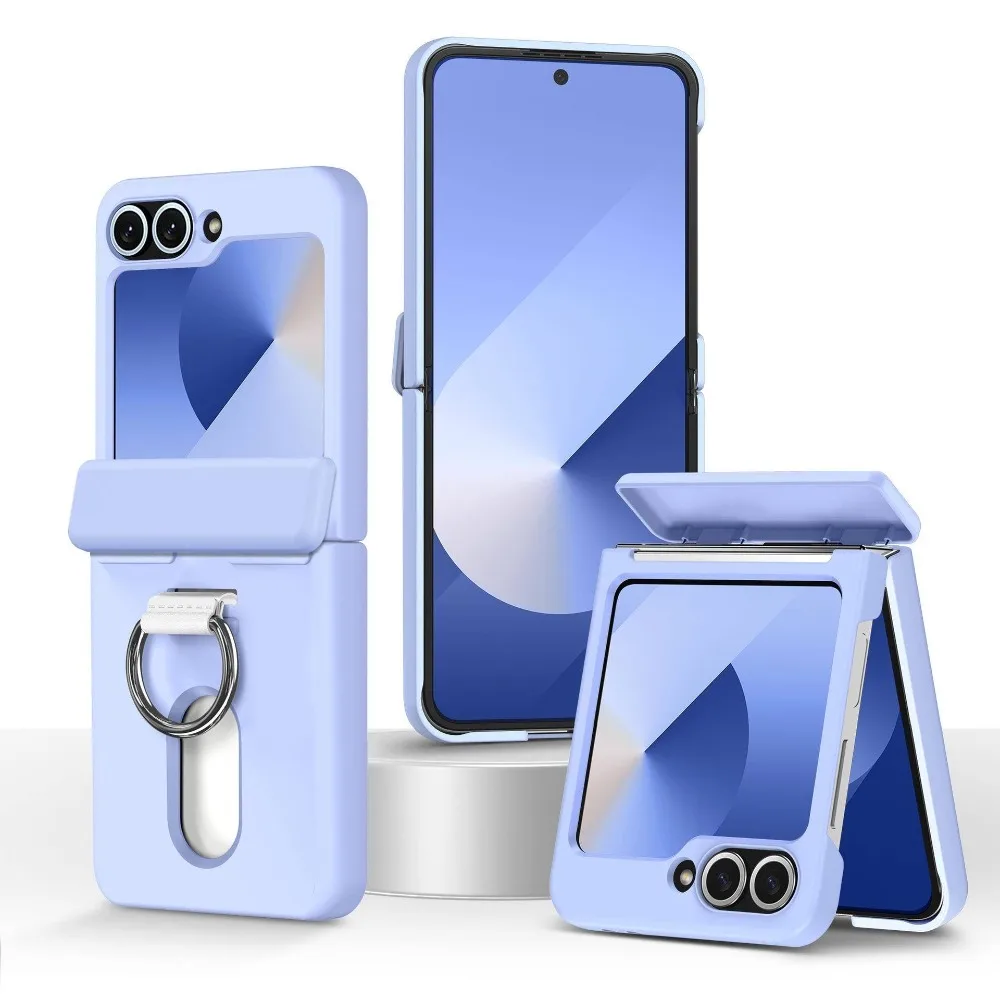 Luxury Ring Holder Card Slot Matte Wallet Case - Hard Shockproof Cover