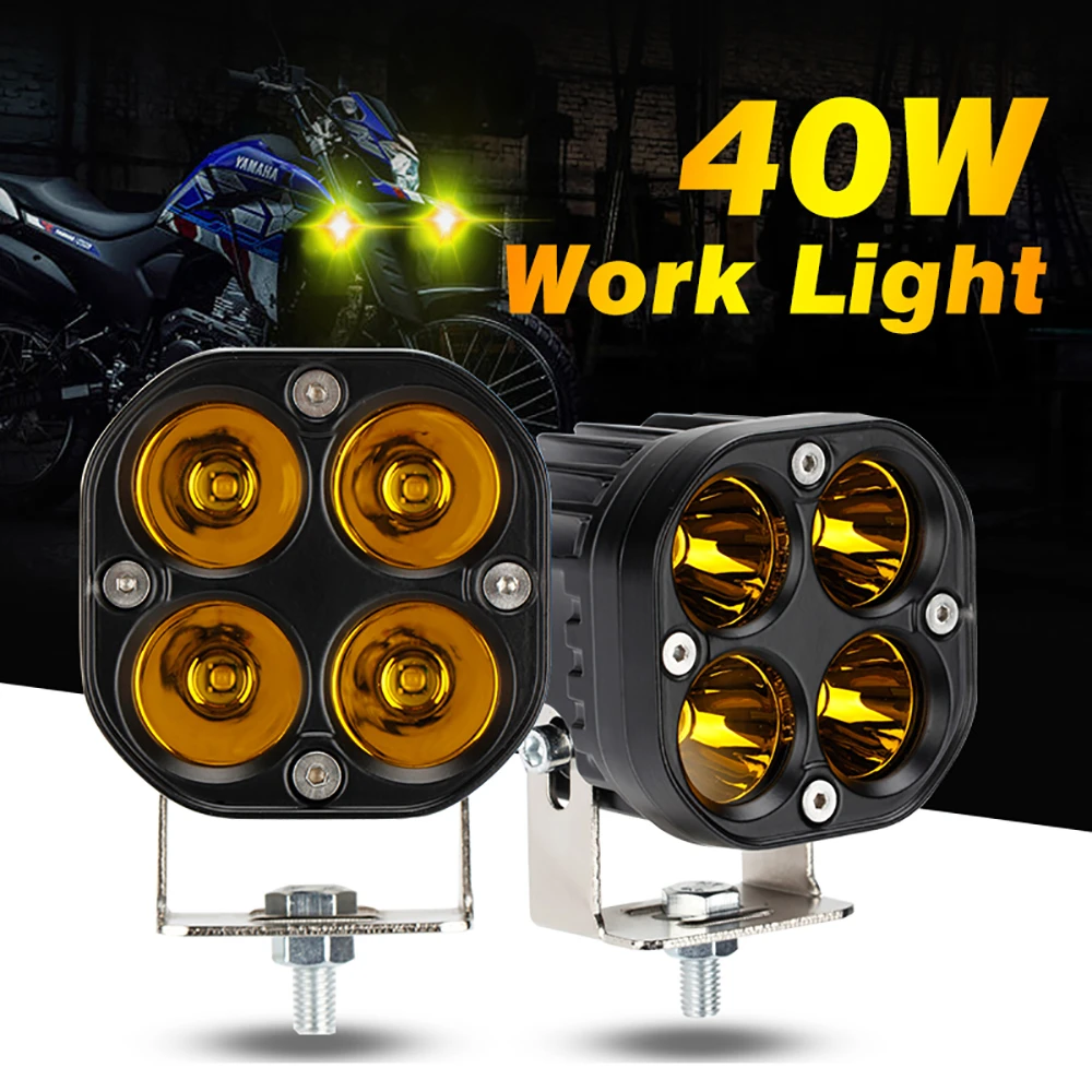 OKEEN 3Inch 40W LED Work Lights Driving Spotlight Motorcycle Yellow Fog Lights For Car Pickup Truck 4x4 Tractor Off Road 12V 24V