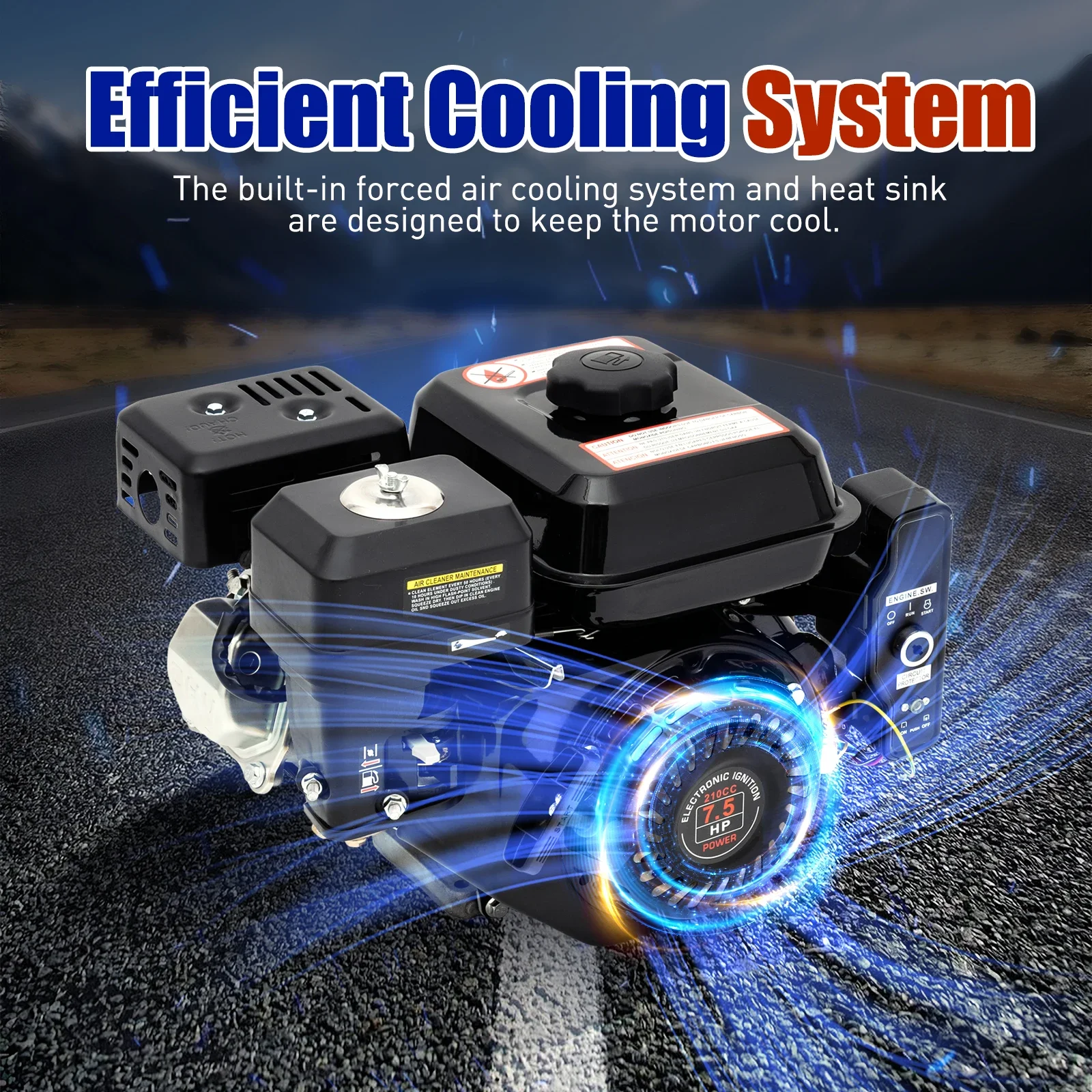 

Kart Gasoline Engine Motor 4 Strokes 212cc 7.5HP Gas Engine with Electric Start Upgrade Version for Go Kart