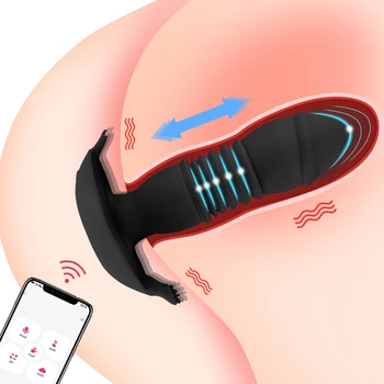 Bluetooth Control Thrusting Dildo Vibrators For Women Wearable Telescopic Dildos Male Prostate Massager Anal Butt Plug Sex Shop 1