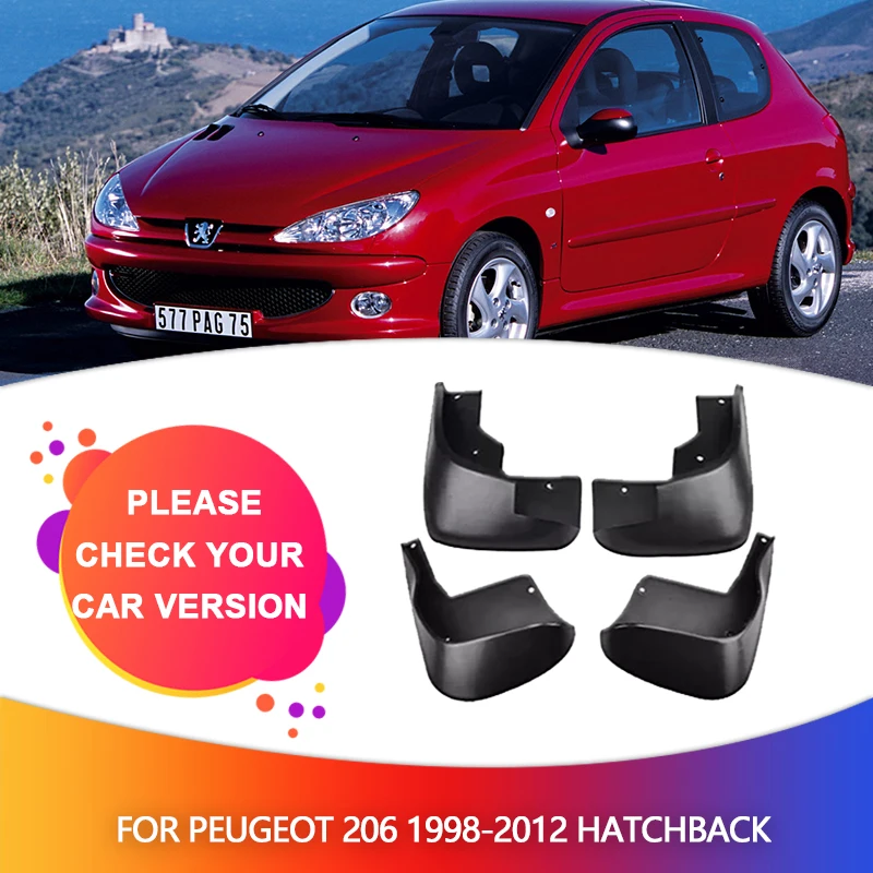 4Pcs Auto Schmutzfänger Kotflügel Für Peugeot 206 1998-2012 Fließheck Hatch  Styling Kotflügel Flap Splash Schlamm Wachen Abdeckung zubehör - AliExpress