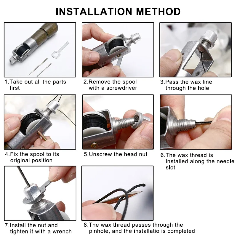 Leather Sewing Tools Sewing Machine Tools Sewing Needles Leather Sewing Awl Thread Craft Tools Sewing Machine Speedy Lock Stitcher Thread Needles Set DIY Shoemaker Canvas Repair Tools