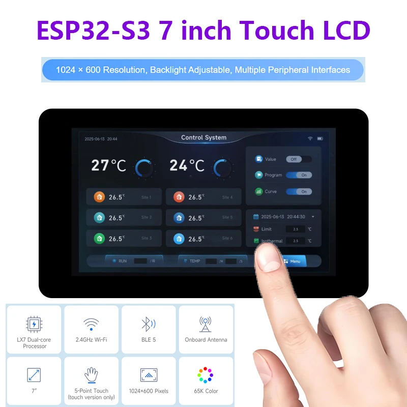 บอร์ดพัฒนาหน้าจอสัมผัส 7 นิ้ว ESP32-S3 สำหรับ UI สมัยใหม่