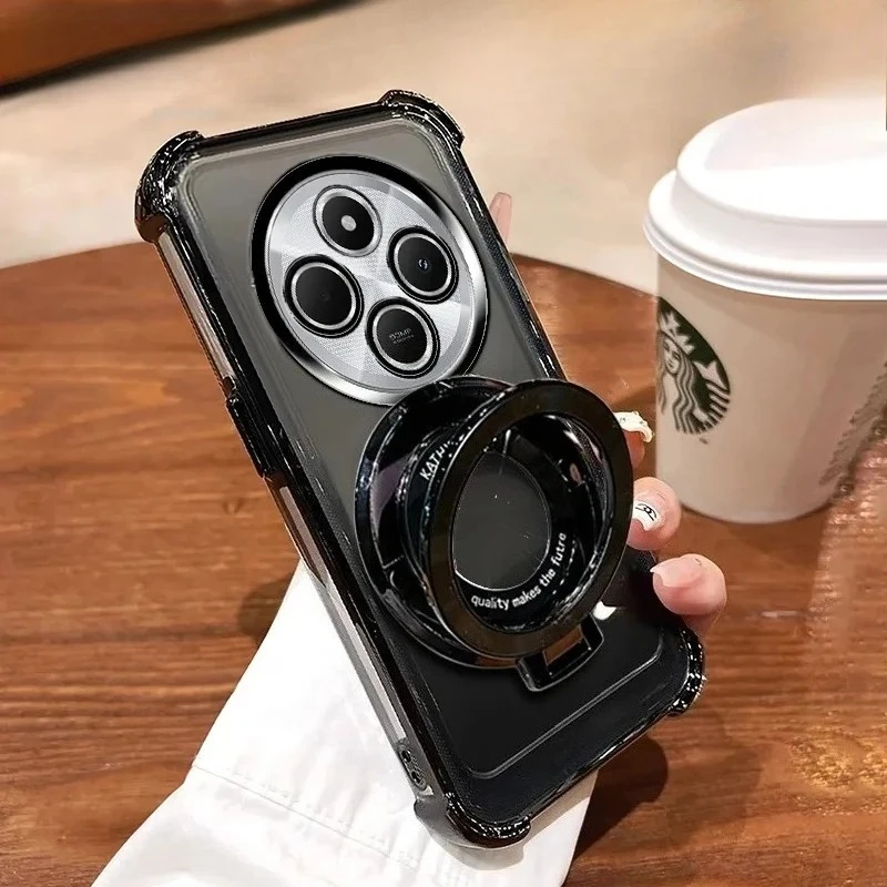 Clear Shockproof Plating Case with Magsafe Magnetic Stand Holder Cover