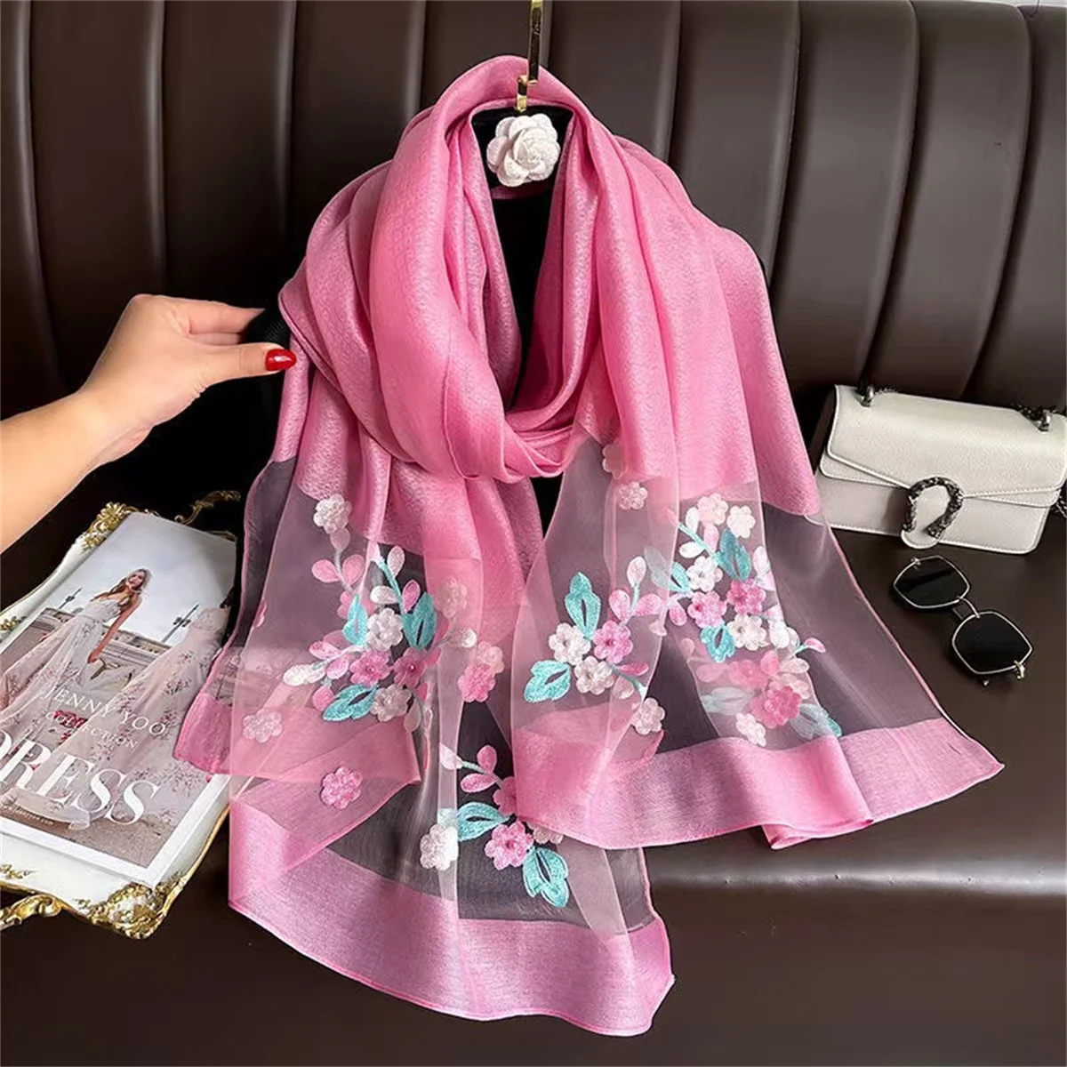 Embroidered Scarf with Elegant Embroidery, High-End Shawl, New, Explosion 6