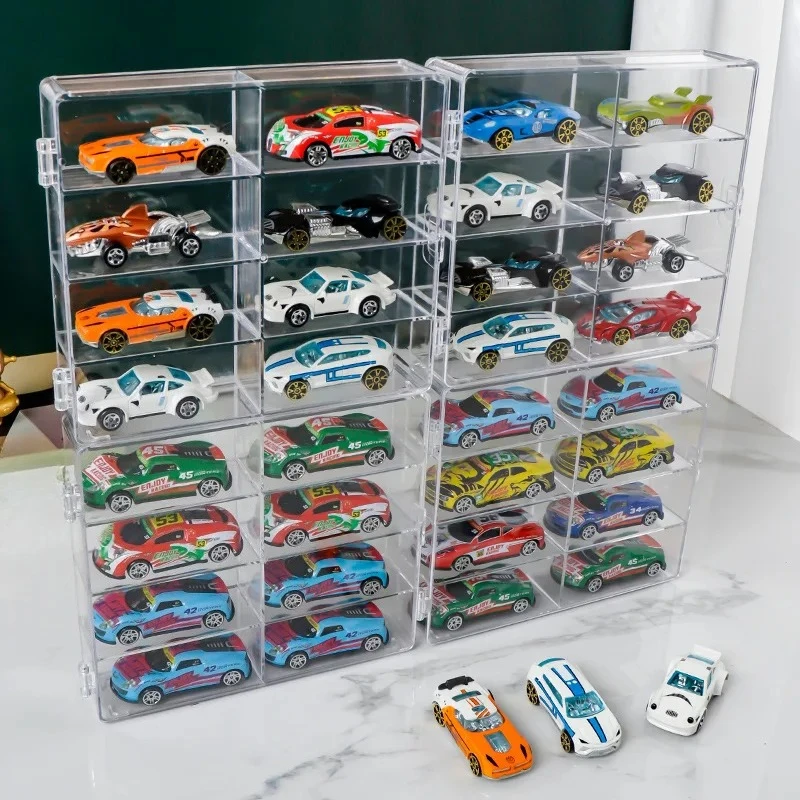 Back To School Storage Rack, Transparent Collection Rack, 8-compartment Car Model Storage Box, Suitable for Home and Office Use