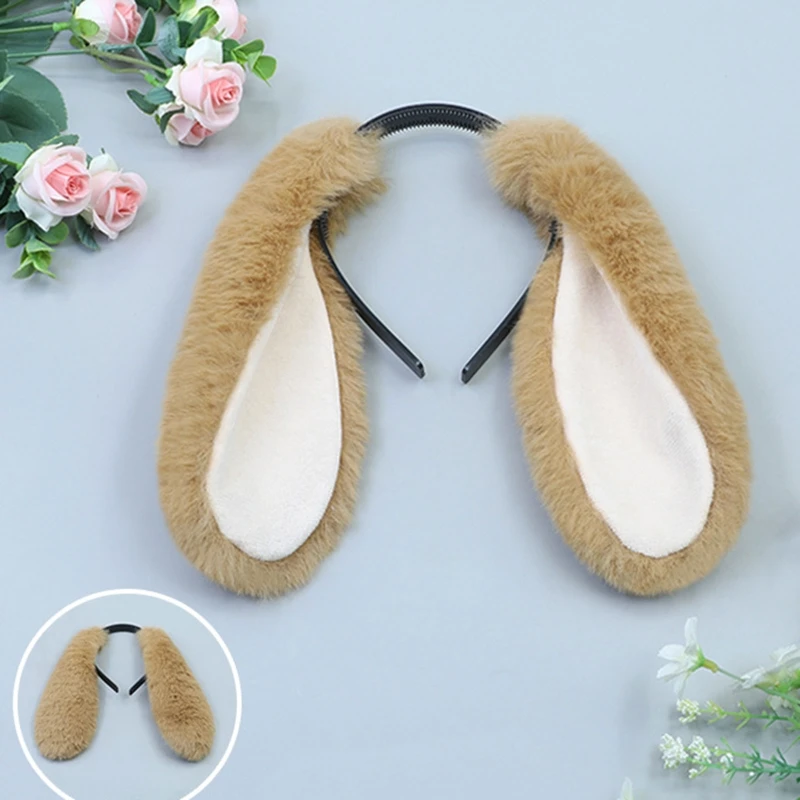Nette Mädchen Plüsch Lange Kaninchen Ohren Haarband Weiblichen Anime Frauen Cartoon Plüsch Stirnband Halloween Party Cosplay Requisiten Täglichen Verschleiß – Detail 6