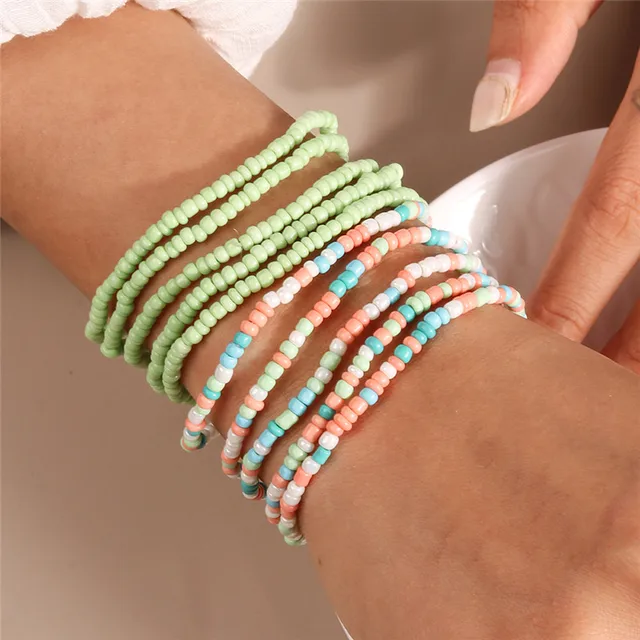 Seed Beads Bohemian Stackable Beaded Bracelets Colorful Glass