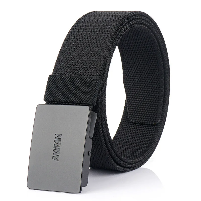 2023 New Men's Casual Belt 3.5cm 120cm Metal Buckle Nylon Waist Seal High Quality Business Travel Thickened Work Jeans Belt Ring