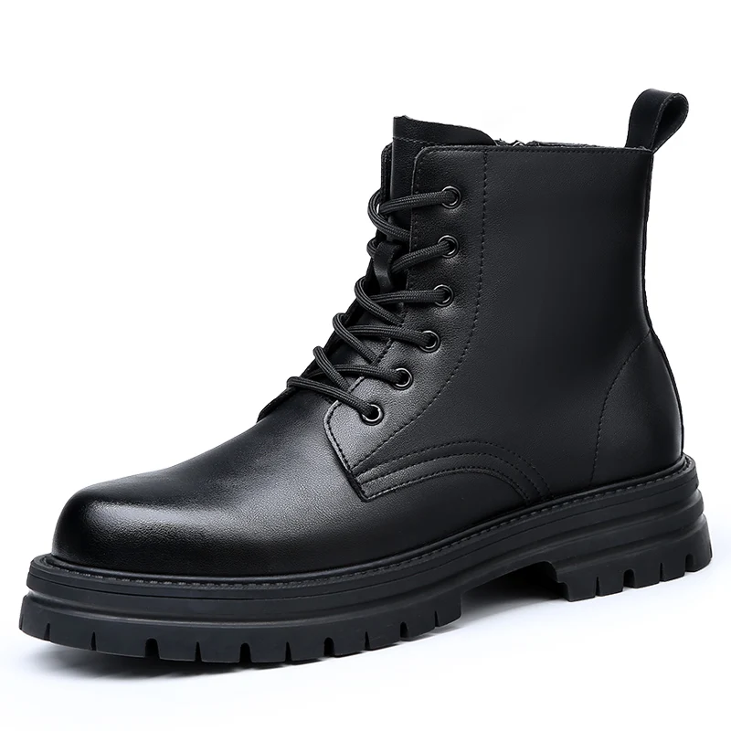 

Hot Selling Men's Leather Boots In Winter Thick Soled High Top Shoes British Style Men's Ankle Boots Work Clothes Short Boots