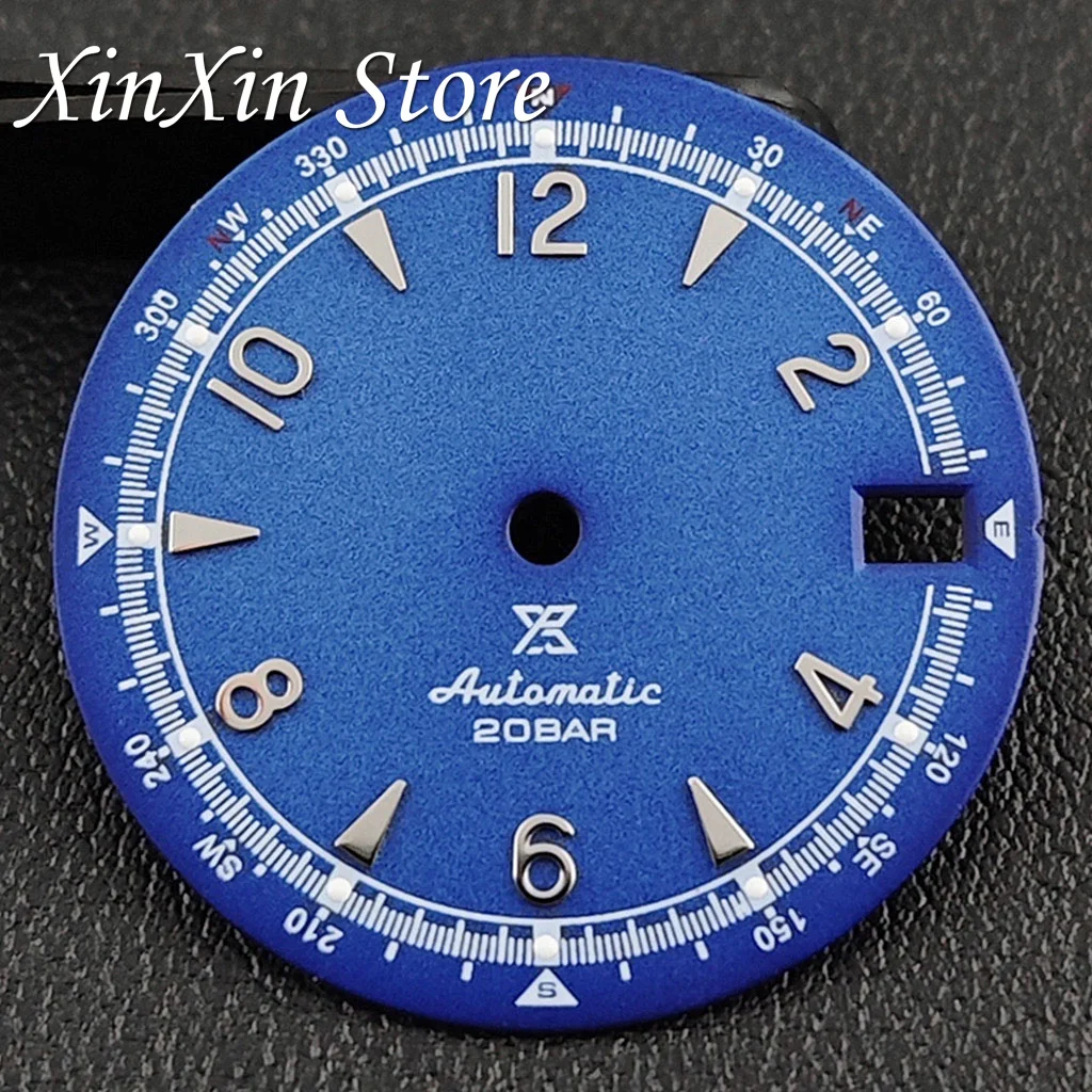 Matte Green Luminous Retro Watch Dial with Hands - 28.5mm