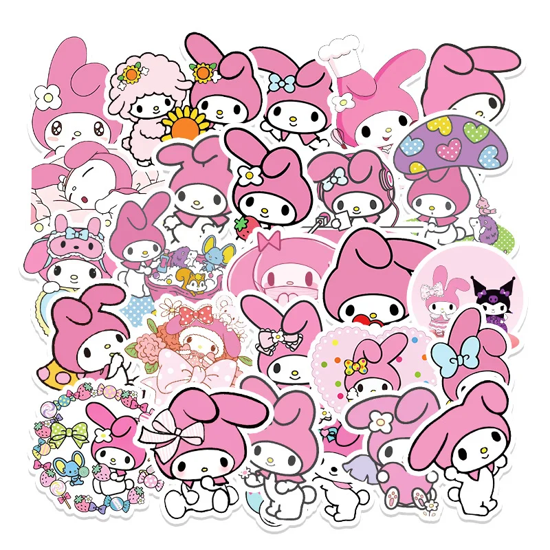 Фото 50 шт. мой мелодия розовый маленький кролик мультфильм Граффити наклейка