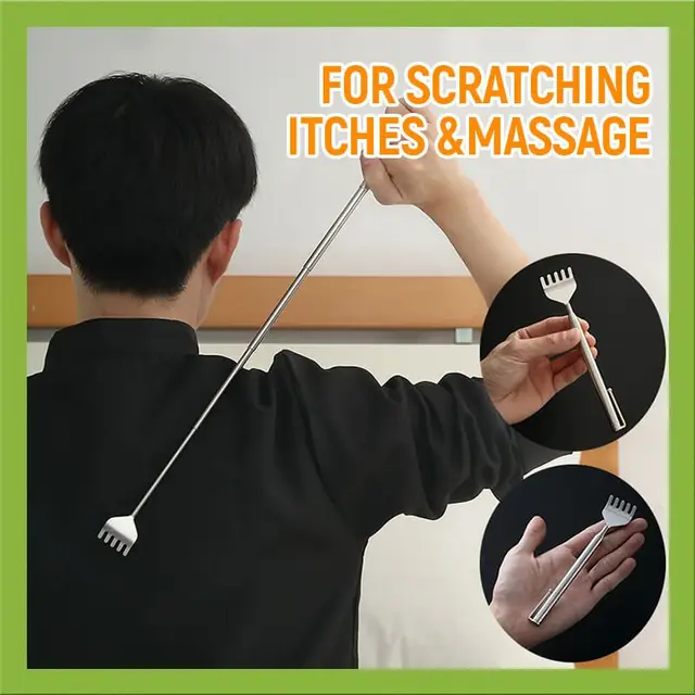 Scratch Itches as You Like with the Telescopic Hand Back Scratcher Massage Tickle Stainless Steel Extendable Backscratcher Relief Itch on Back Body Head Beard Belly