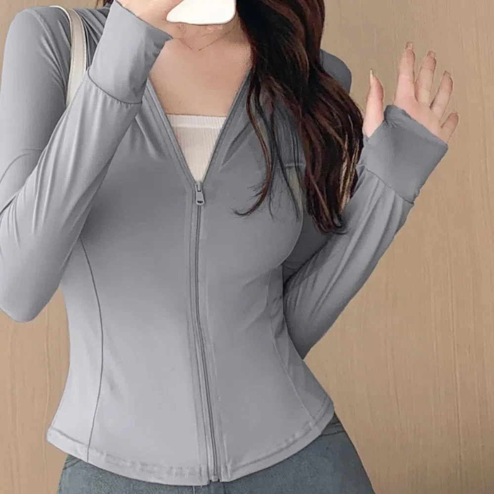 Anti UV Summer Sunscreen Hoodie Long Sleeve Solid Color Quick Dry Jacket Women Breathable Thin Sun Protection Sweatshirt Walking