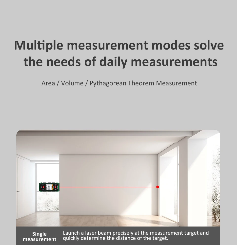 SW-6100GT 2-in-1 Laser Rangefinder Wall Scanner Metal Wood Stud Live Cable Detec