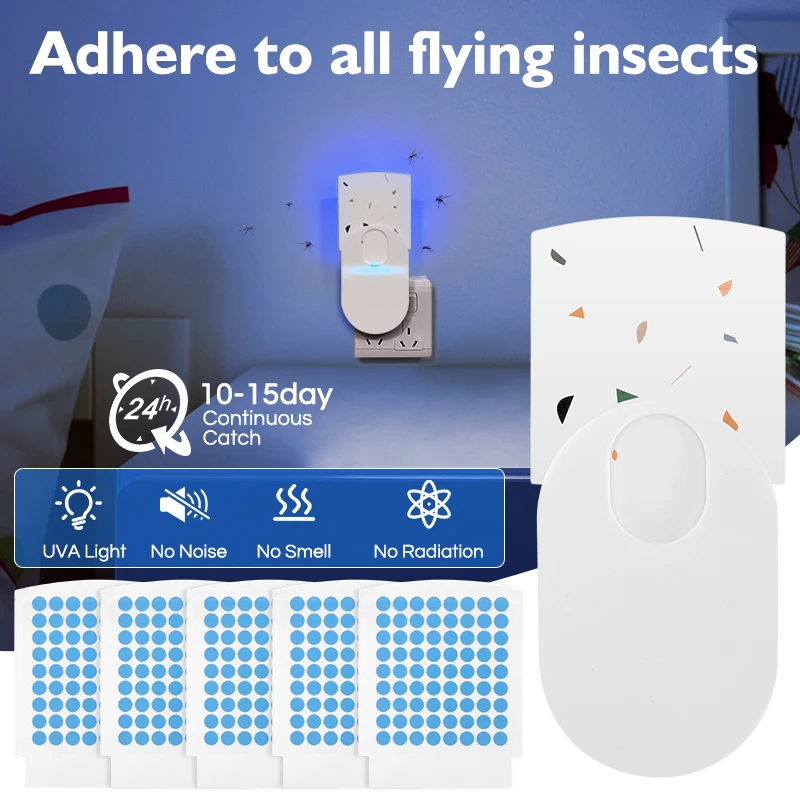 모기 킬러 플러그인 비행 곤충 트랩 캐처, 실내 안전 가정 과일 파리 트랩, 벌레 빛 유혹 끈끈한 곤충 킬러
