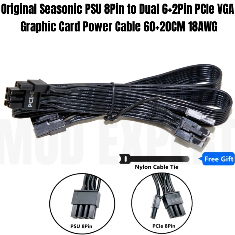 Оригинальный двойной 6 + 2Pin PCIe 8Pin VGA GPU Кабель питания для SEASONIC PRIME ультра золотого цвета