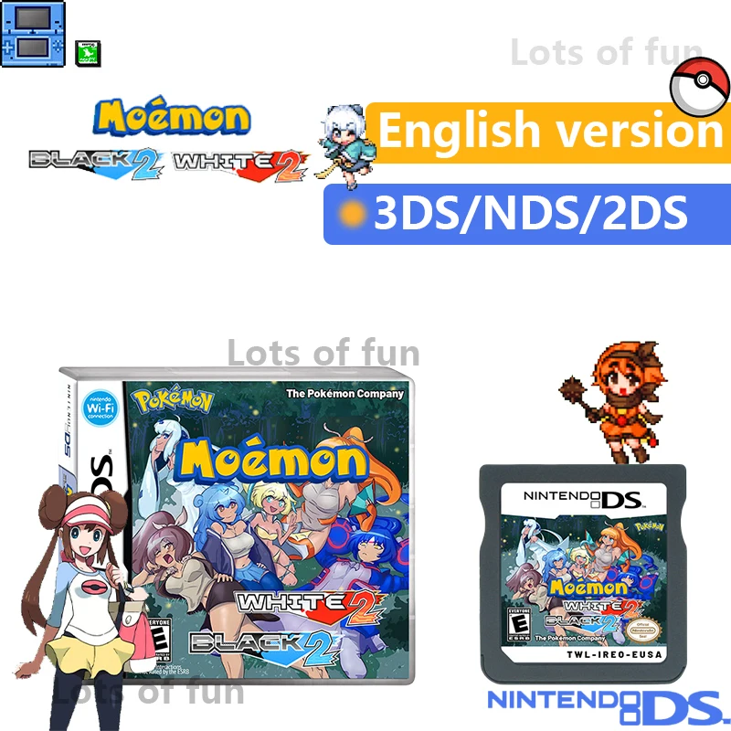 

Новый NDS Pokemon Moemon черный 2 и белый 2 в коробке американская версия Английский Pokemon NDS/GBA 32-битная игровая карта видео