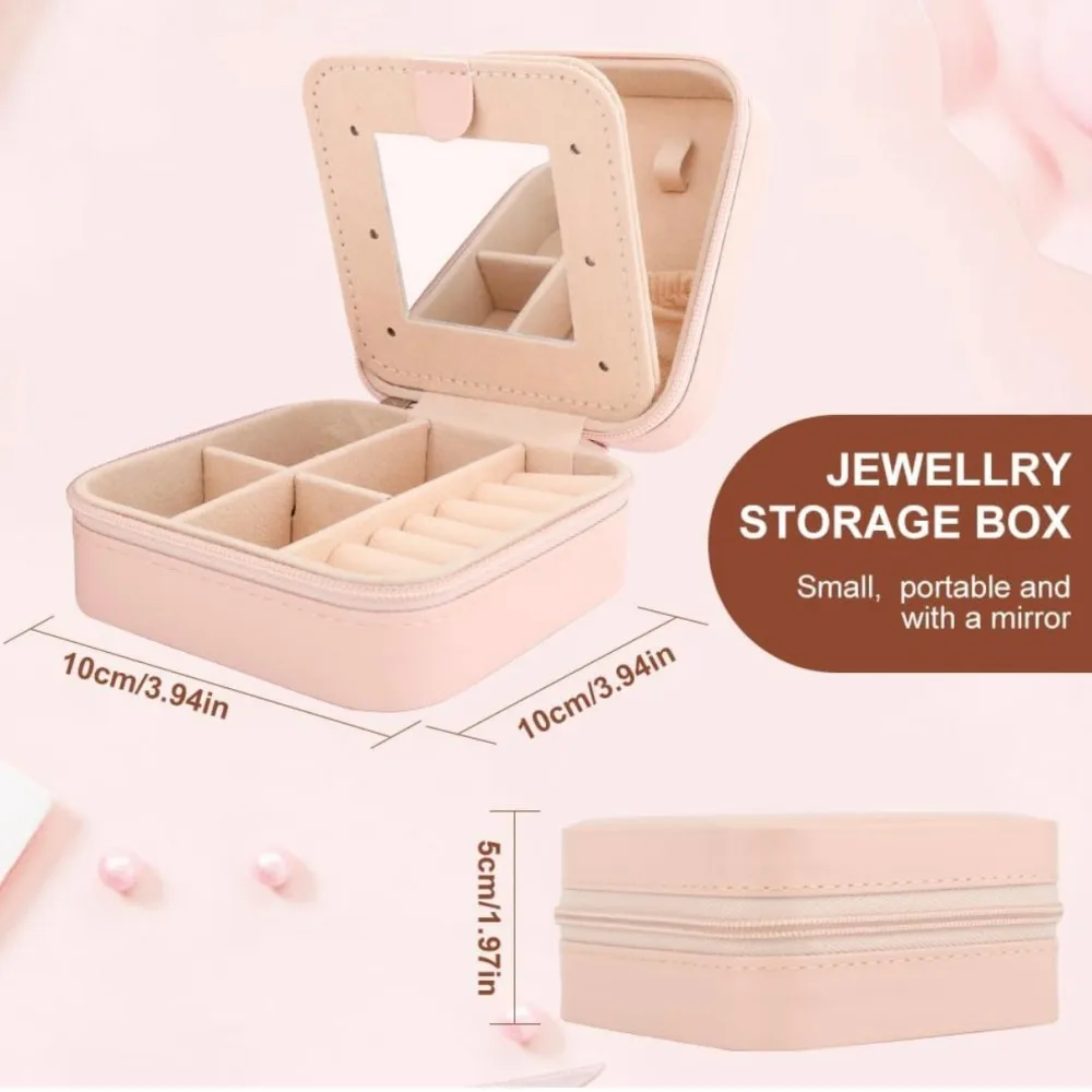 Velvet Jewelry Box with Mirror – Personalized Double Layer Travel Case – Custom Wedding... - SKU PVJB1635 - UGI Packaging